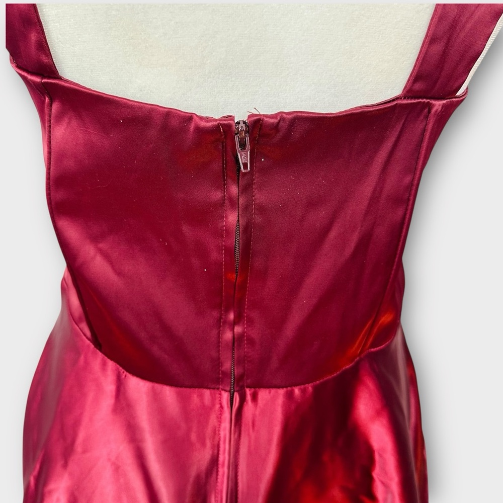 Unique Vintage Satin Corset Lace Up Dress Size L - Picture 7 of 9
